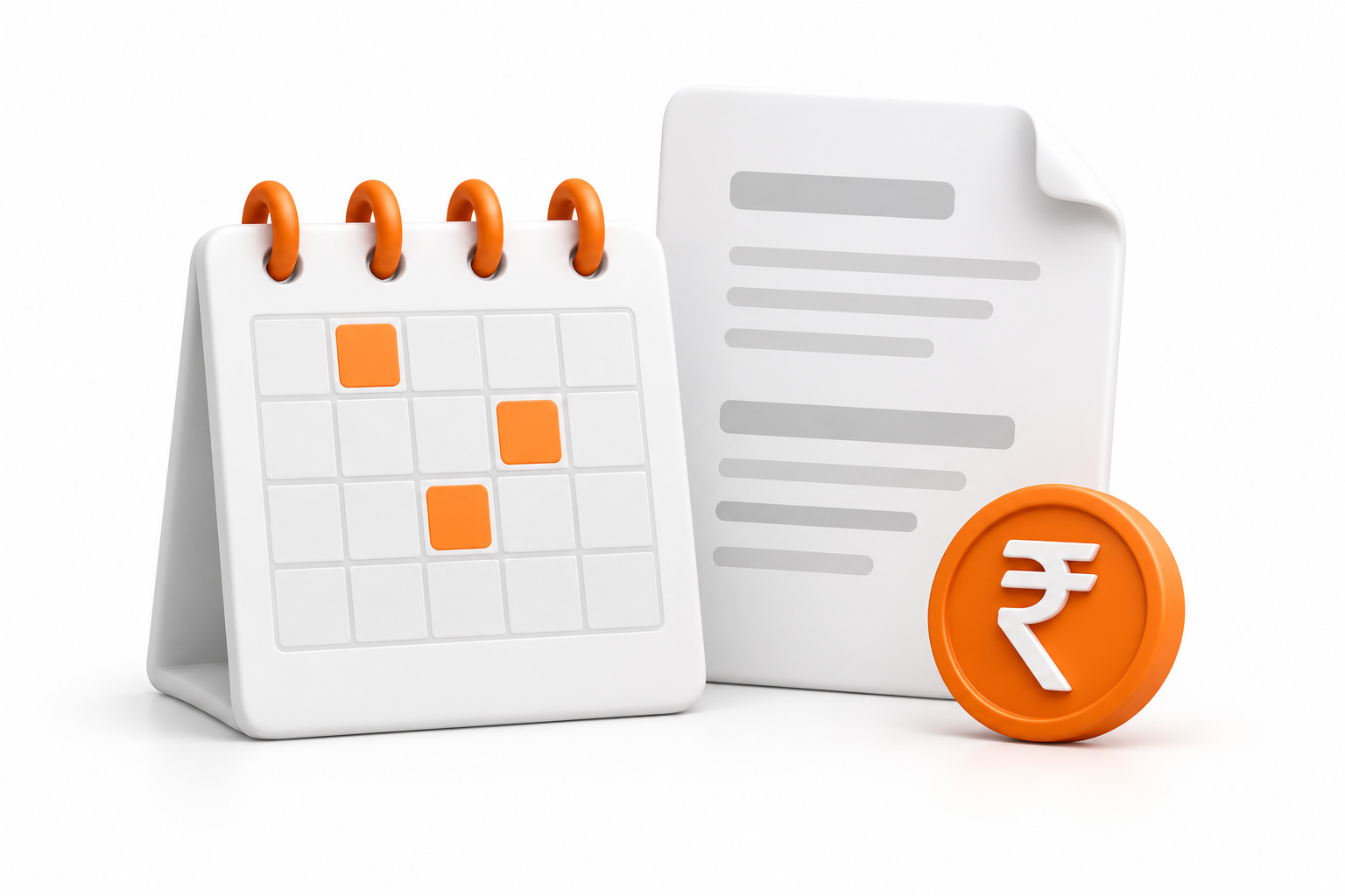 White repayment calendar and loan statement with orange accents